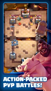 Showcasing Clash Royale's dueling gameplay with action and tactics, crucial for mobile marketing strategies.