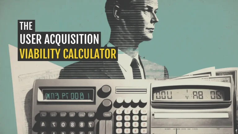 Featured image showing a man and calculators representing the User Acquisition Viability Calculator.