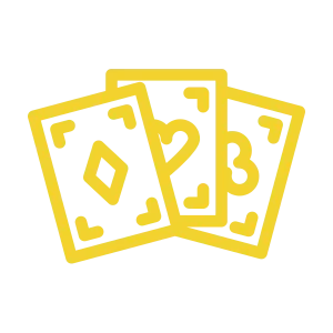 A yellow icon showing three cards, illustrating different marketing strategies that can be leveraged.