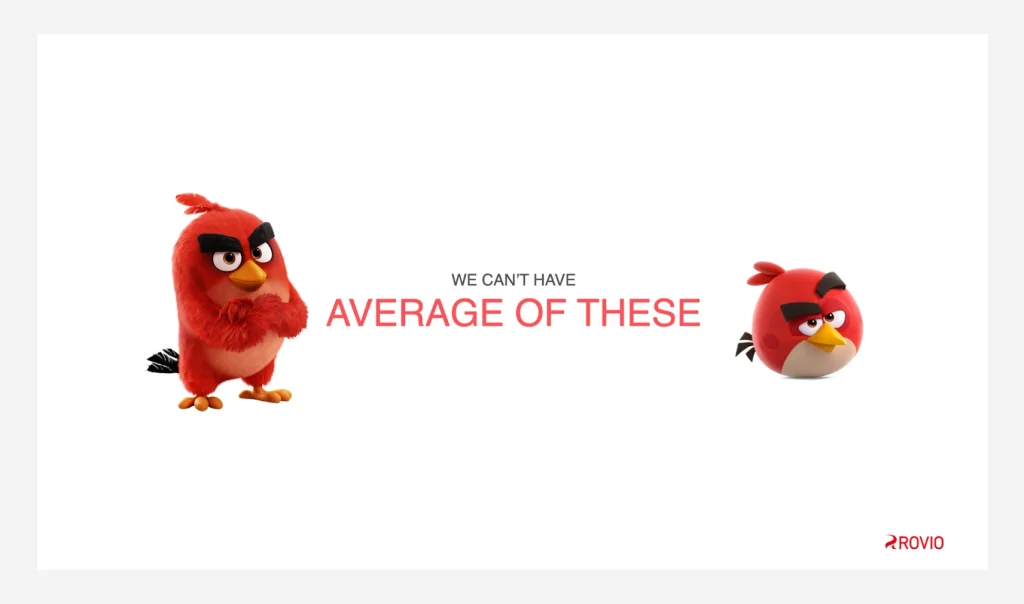Angry Birds characters illustrating Rovio’s strategy on balancing AI-assisted production with brand quality in mobile advertising.