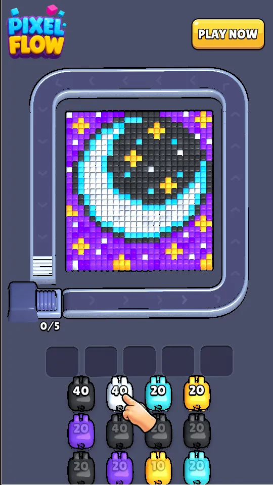 Pixel Flow playable ad example with a pixel puzzle and color selection mechanic