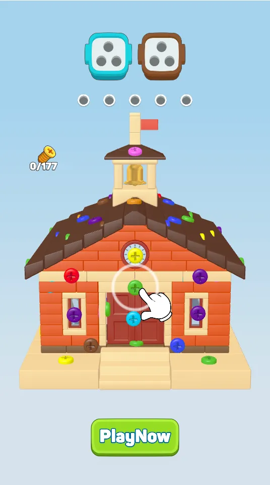 Mobile game playable ad example showing a screw and house repair mechanic