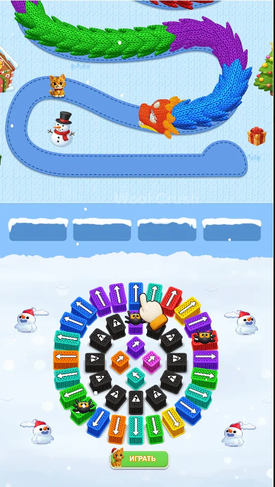Wool Crush playable ad example with colorful thread and puzzle tiles