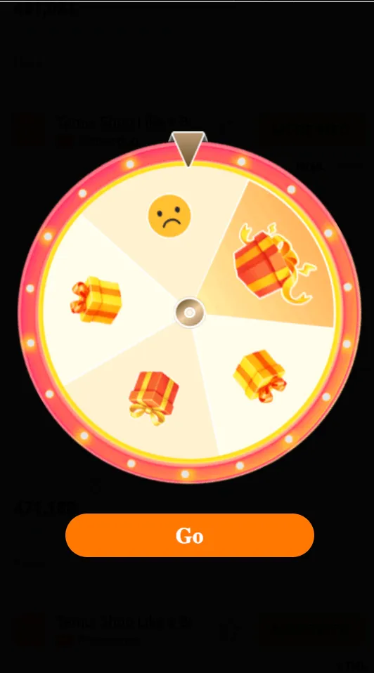 Temu spin the wheel interactive end card with gift rewards