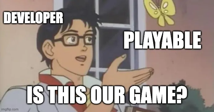Meme about a developer questioning whether a playable ad matches the real game